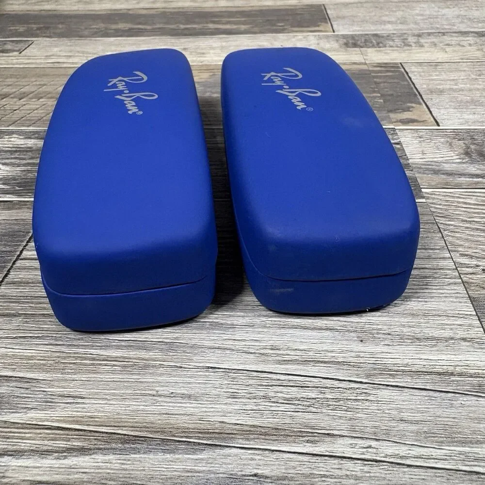 Lot Of 2 - RAY BAN JUNIOR KIDS NAVY AUTHENTIC CLAMSHELL EYEGLASSES HARD CASE